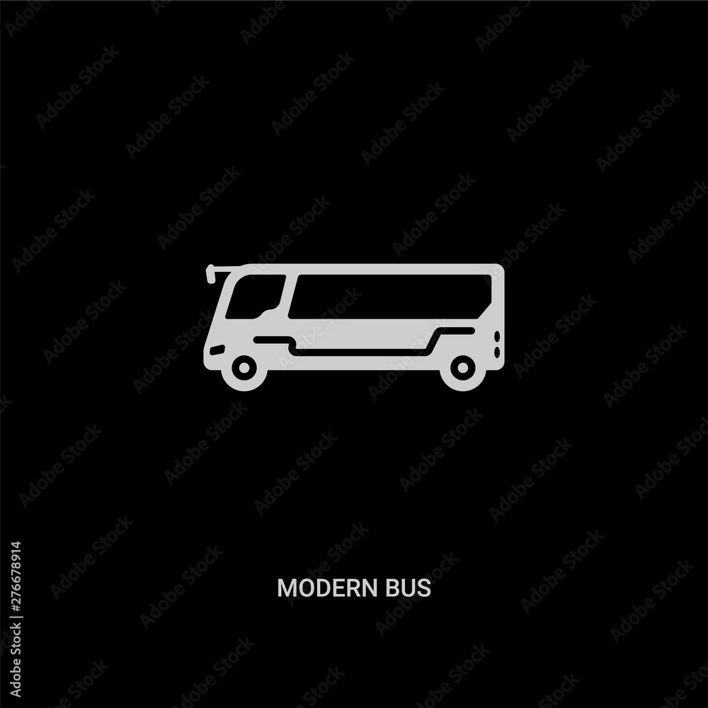 white modern bus vector icon on black background. modern flat modern bus from transportation concept vector sign symbol can be use for web, mobile and logo.