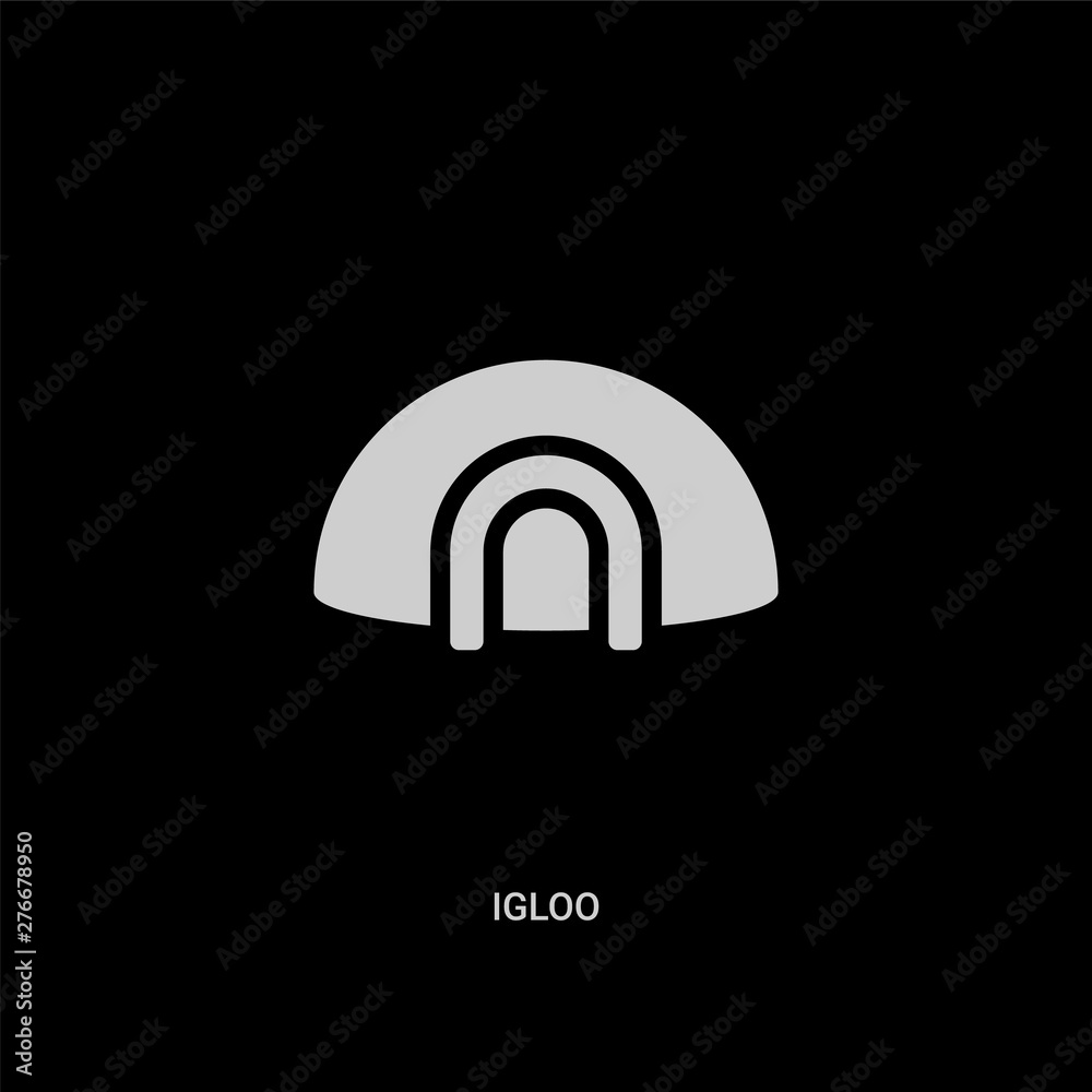 white igloo vector icon on black background. modern flat igloo from travel concept vector sign symbol can be use for web, mobile and logo. white igloo vector icon on black background. modern flat igloo from travel concept vector sign symbol can be use for web, mobile and logo.