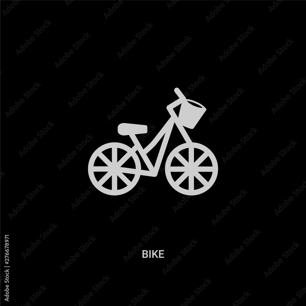 white bike vector icon on black background. modern flat bike from travel concept vector sign symbol can be use for web, mobile and logo.