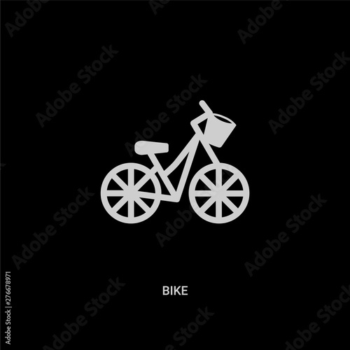 white bike vector icon on black background. modern flat bike from travel concept vector sign symbol can be use for web, mobile and logo.
