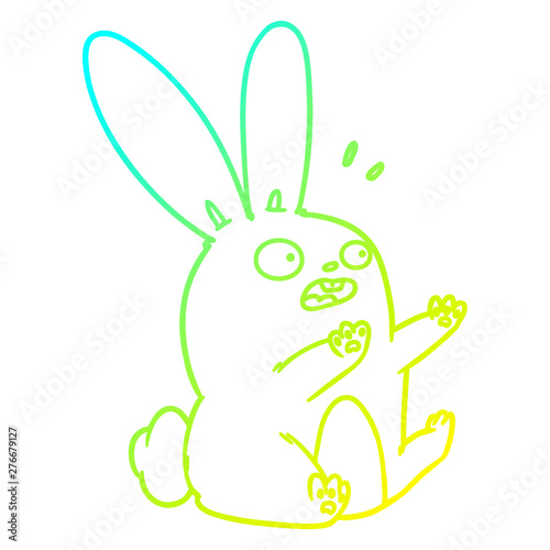 cold gradient line drawing cartoon startled rabbit