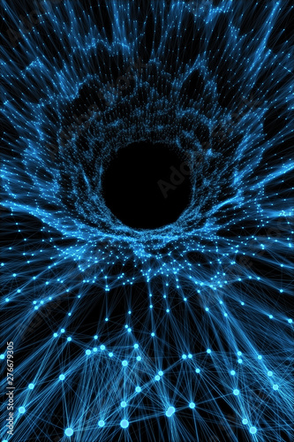 Fototapeta Naklejka Na Ścianę i Meble -  Abstract background imitating tunnel of points and lines