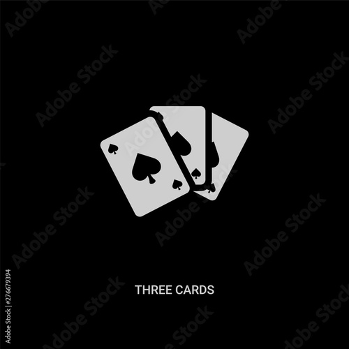 white three cards vector icon on black background. modern flat three cards from ultimate glyphicons concept vector sign symbol can be use for web, mobile and logo.