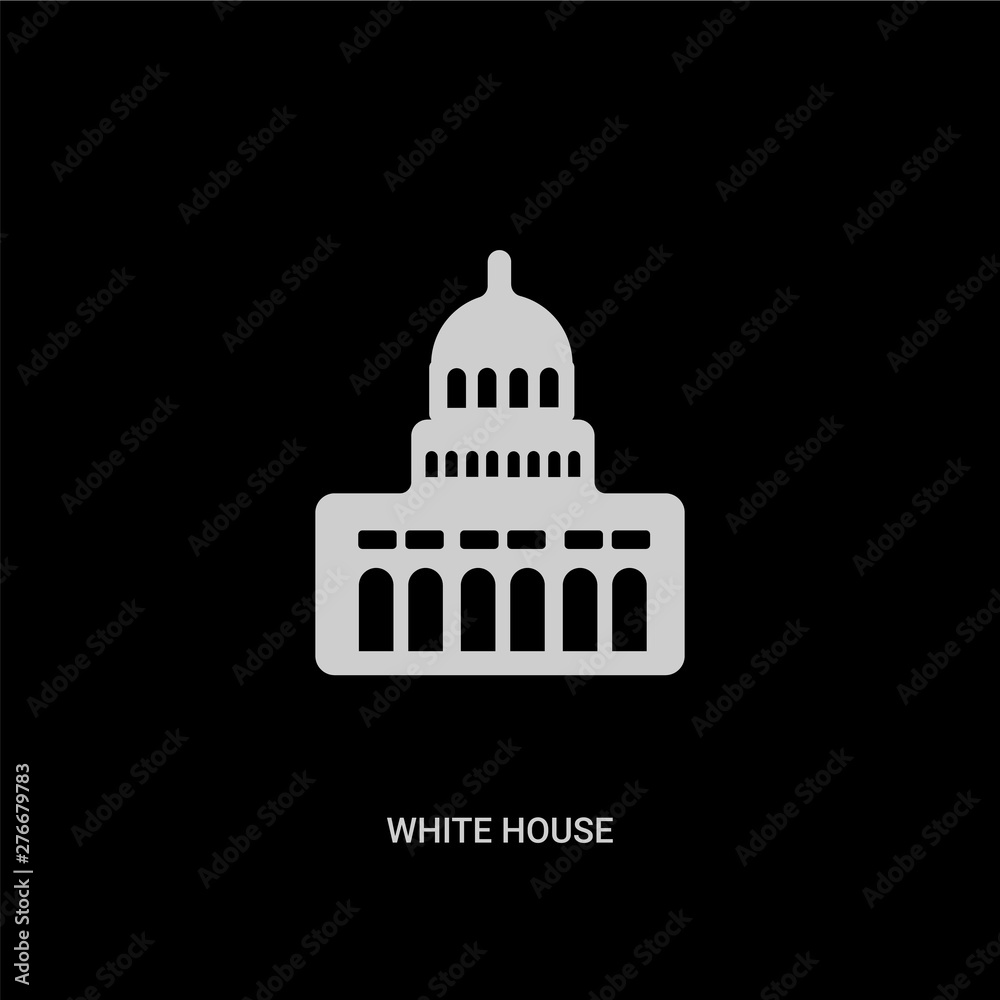 white white house vector icon on black background. modern flat white house from united states of america concept vector sign symbol can be use for web, mobile and logo.
