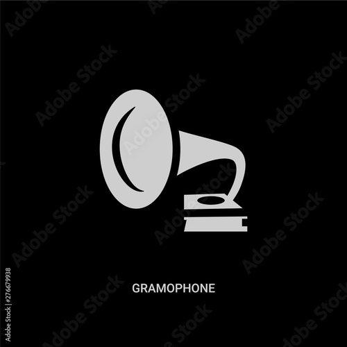 white gramophone vector icon on black background. modern flat gramophone from united states of america concept vector sign symbol can be use for web, mobile and logo.