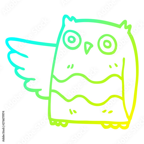 cold gradient line drawing cartoon happy owl