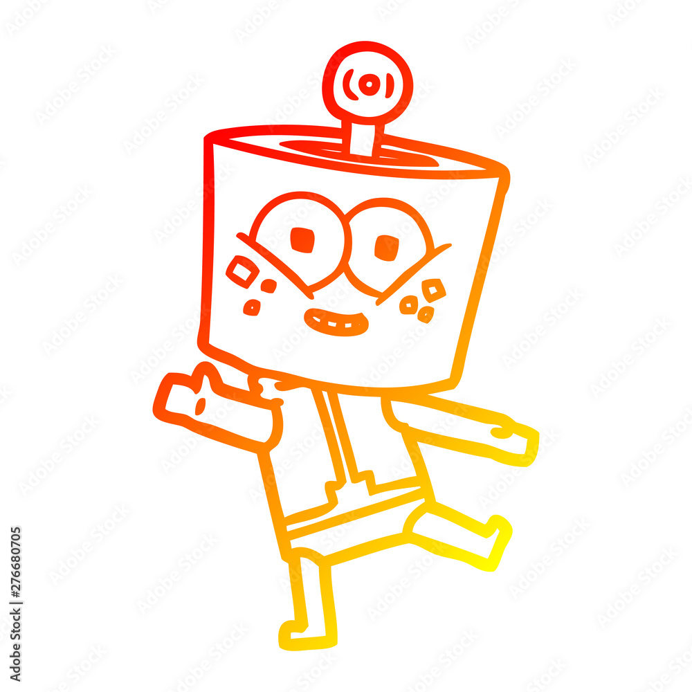 warm gradient line drawing happy cartoon robot dancing warm gradient line drawing happy cartoon robot dancing