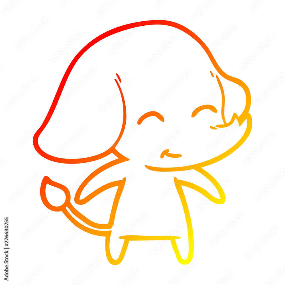 Obraz premium warm gradient line drawing cute cartoon elephant