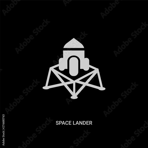 white space lander vector icon on black background. modern flat space lander from astronomy concept vector sign symbol can be use for web, mobile and logo.