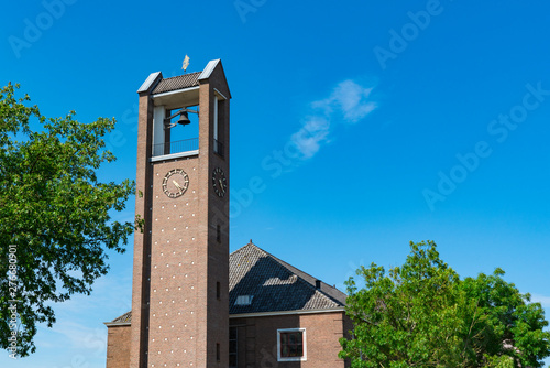 Jachin Boaz Church in Urk, The Netherlands. Blue sky, space for text photo