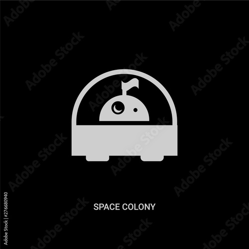 white space colony vector icon on black background. modern flat space colony from astronomy concept vector sign symbol can be use for web, mobile and logo.