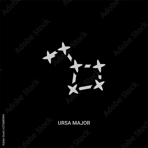 white ursa major vector icon on black background. modern flat ursa major from astronomy concept vector sign symbol can be use for web, mobile and logo.