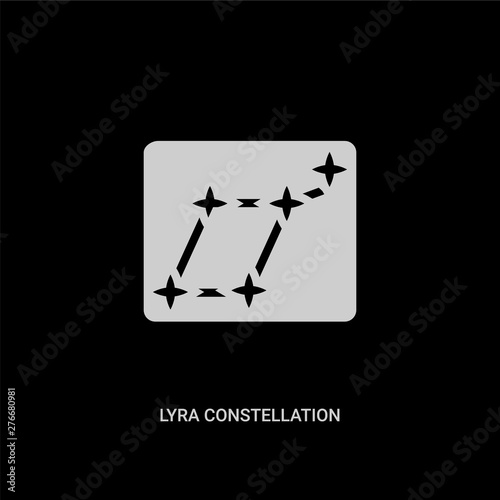 white lyra constellation vector icon on black background. modern flat lyra constellation from astronomy concept vector sign symbol can be use for web, mobile and logo.