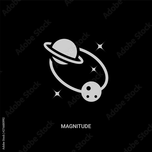 white magnitude vector icon on black background. modern flat magnitude from astronomy concept vector sign symbol can be use for web, mobile and logo.