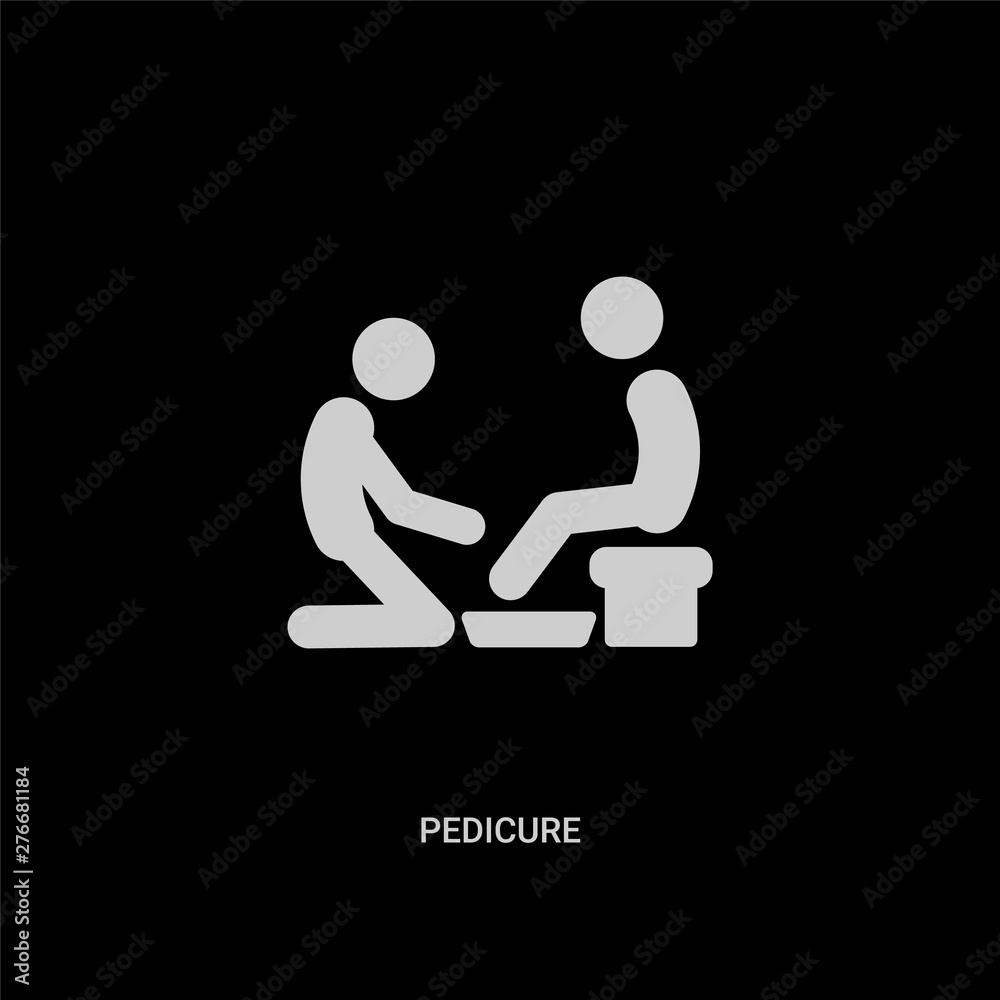 white pedicure vector icon on black background. modern flat pedicure from beauty concept vector sign symbol can be use for web, mobile and logo.