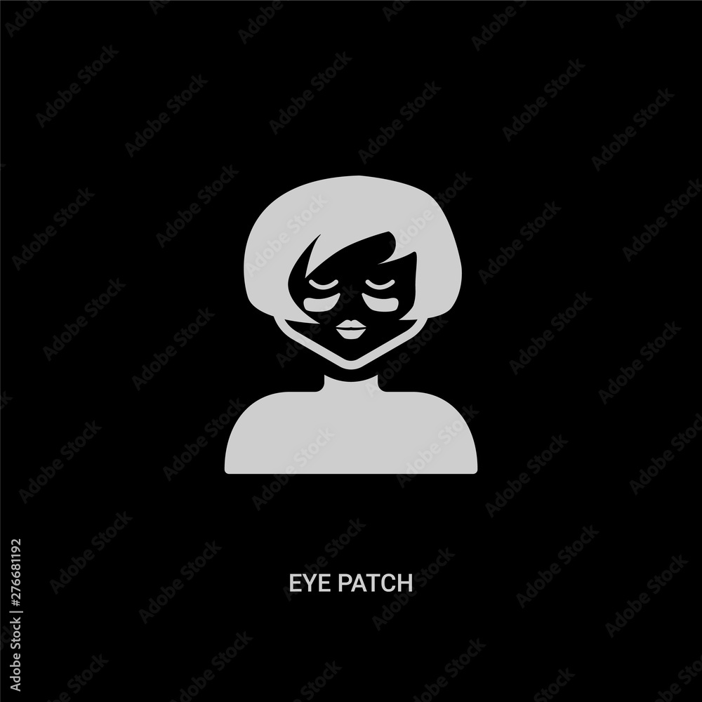 white eye patch vector icon on black background. modern flat eye patch from beauty concept vector sign symbol can be use for web, mobile and logo.