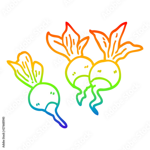 rainbow gradient line drawing cartoon beetroot plants