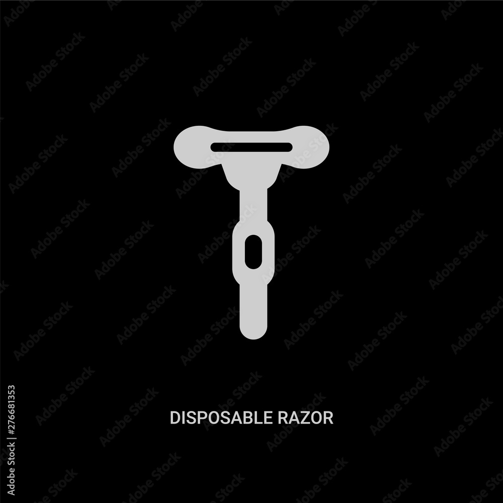 white disposable razor vector icon on black background. modern flat disposable razor from beauty concept vector sign symbol can be use for web, mobile and logo.