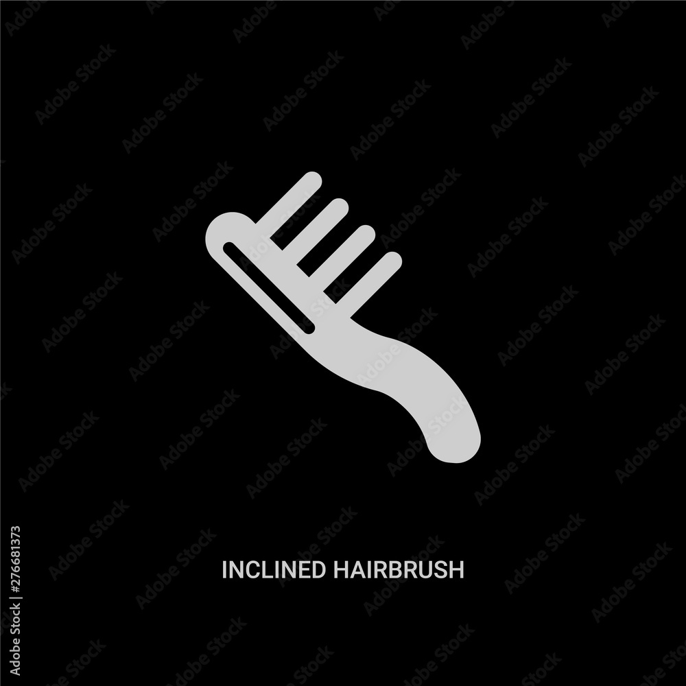 Obraz premium white inclined hairbrush vector icon on black background. modern flat inclined hairbrush from beauty concept vector sign symbol can be use for web, mobile and logo.