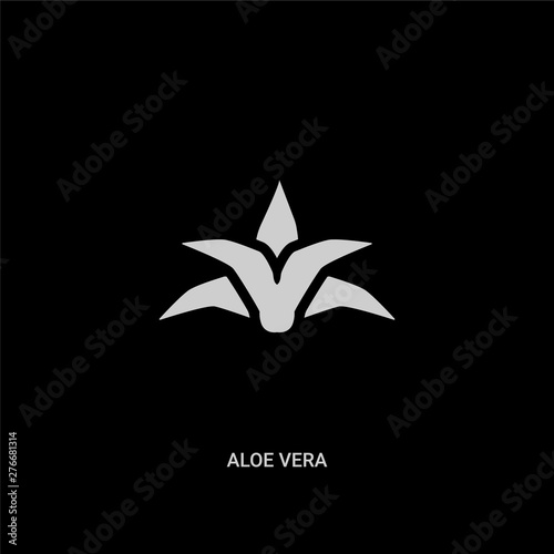 white aloe vera vector icon on black background. modern flat aloe vera from beauty concept vector sign symbol can be use for web, mobile and logo.