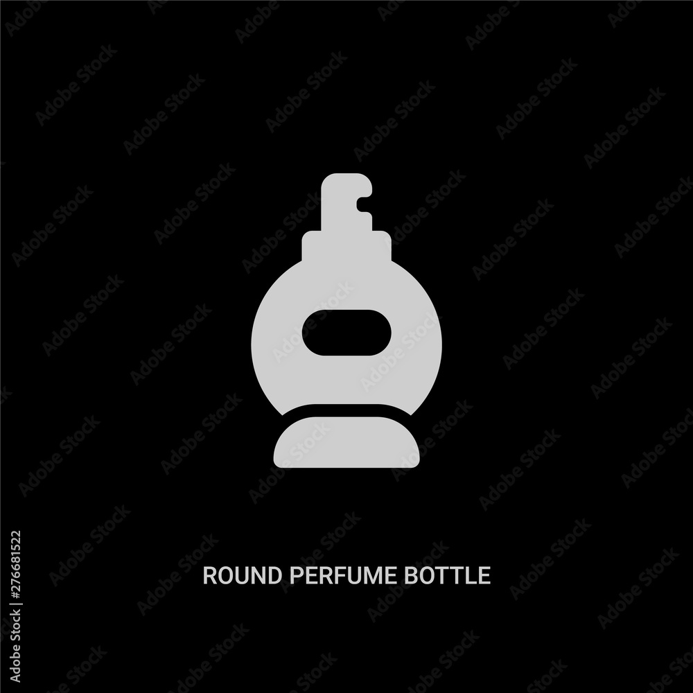Obraz premium white round perfume bottle vector icon on black background. modern flat round perfume bottle from beauty concept vector sign symbol can be use for web, mobile and logo.