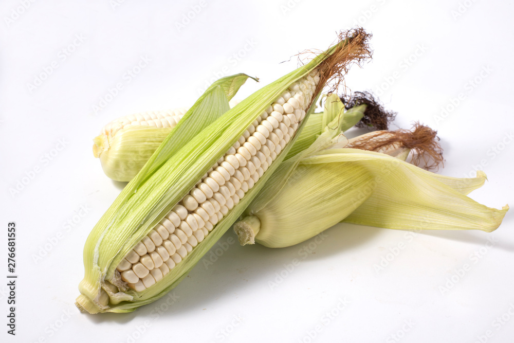 Fresh raw corn isolated on the white background Fresh raw corn isolated on the white background