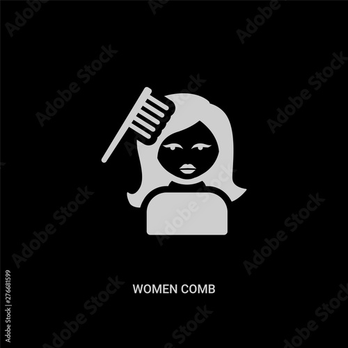 white women comb vector icon on black background. modern flat women comb from beauty concept vector sign symbol can be use for web, mobile and logo.