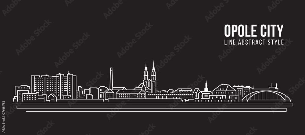 Fototapeta Cityscape Building Linia sztuki Wektor ilustracja projektu - miasto Opole