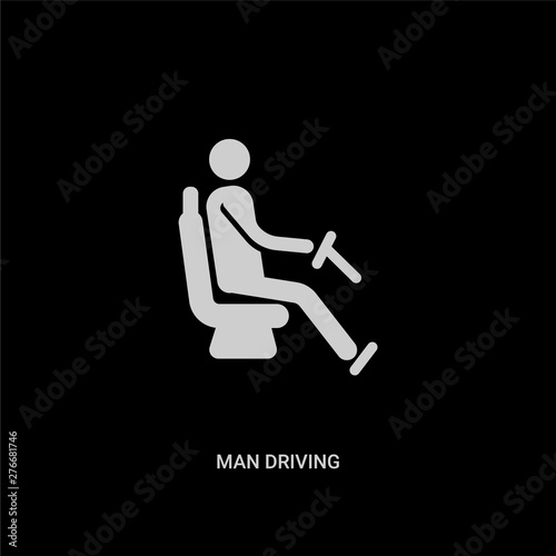 white man driving vector icon on black background. modern flat man driving from behavior concept vector sign symbol can be use for web, mobile and logo.