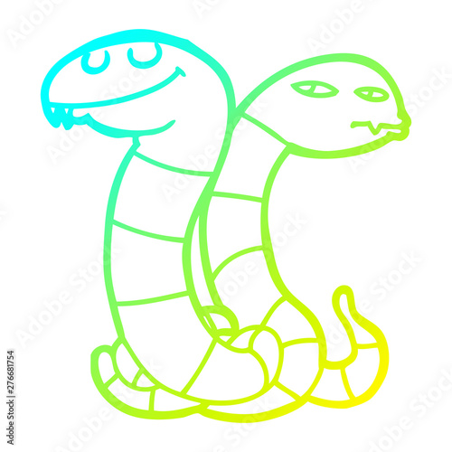 cold gradient line drawing cartoon snakes