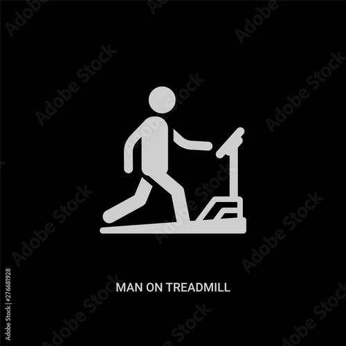 white man on treadmill vector icon on black background. modern flat man on treadmill from behavior concept vector sign symbol can be use for web, mobile and logo.