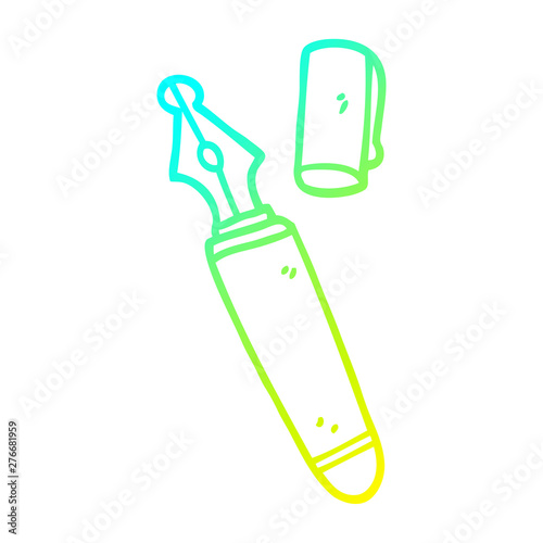 cold gradient line drawing cartoon fountain pen