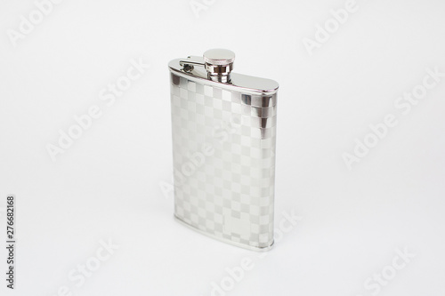 Walker metal steel flask for drinks and alcohol on a white background