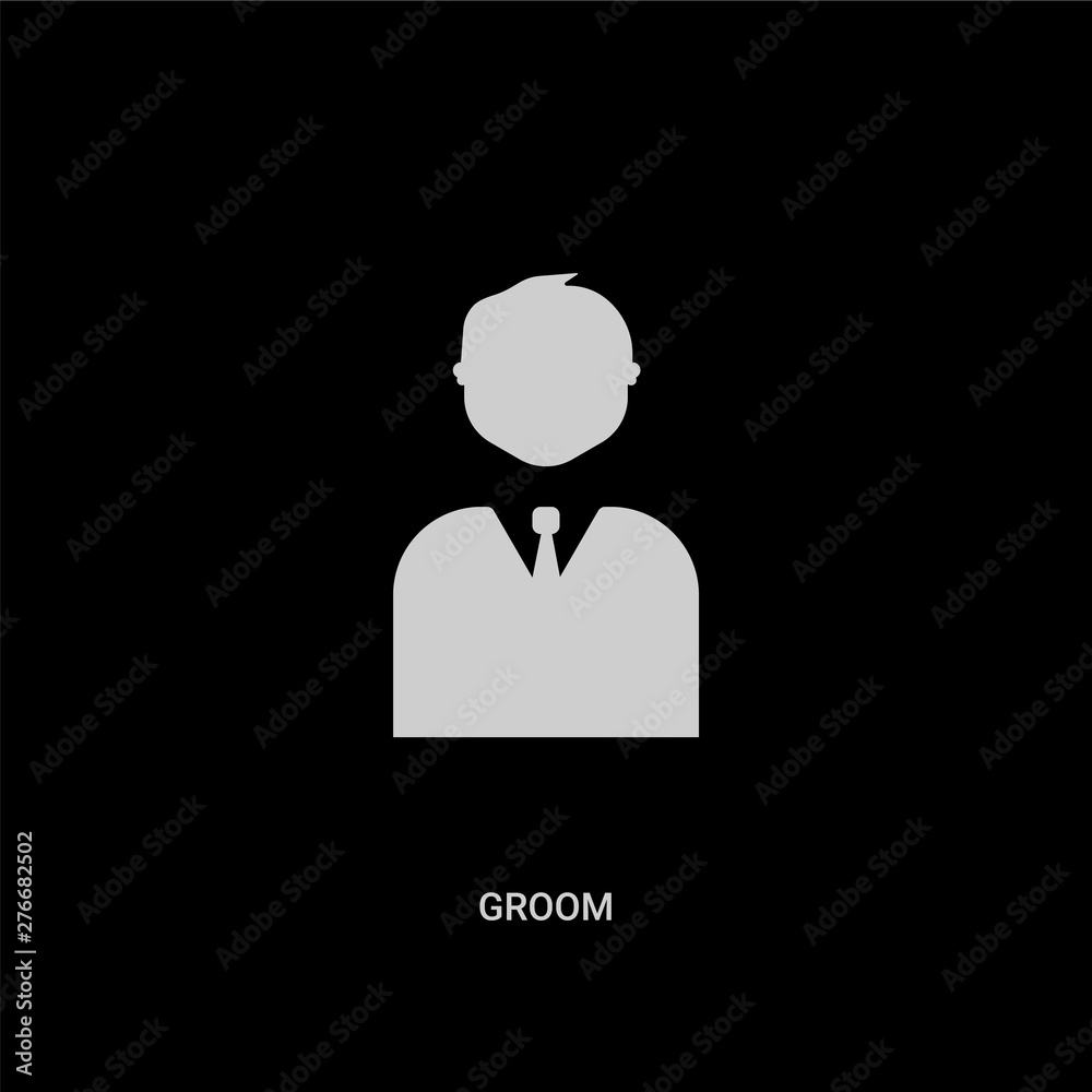 white groom vector icon on black background. modern flat groom from birthday party and wedding concept vector sign symbol can be use for web, mobile and logo.