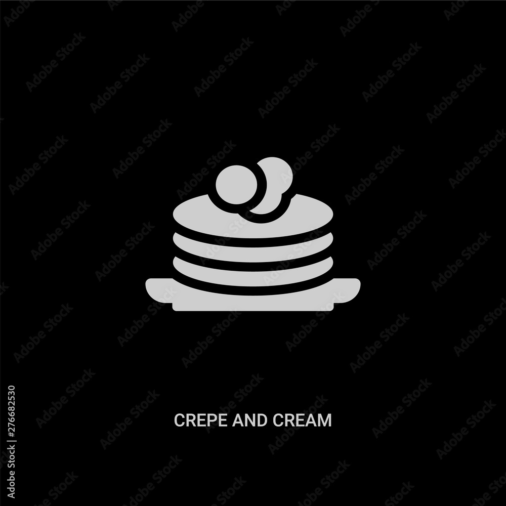 white crepe and cream vector icon on black background. modern flat crepe and cream from bistro and restaurant concept vector sign symbol can be use for web, mobile logo. white crepe and cream vector icon on black background. modern flat crepe and cream from bistro and restaurant concept vector sign symbol can be use for web, mobile logo.