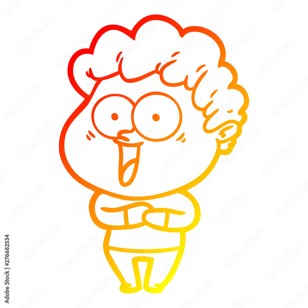 warm gradient line drawing cartoon happy man warm gradient line drawing cartoon happy man