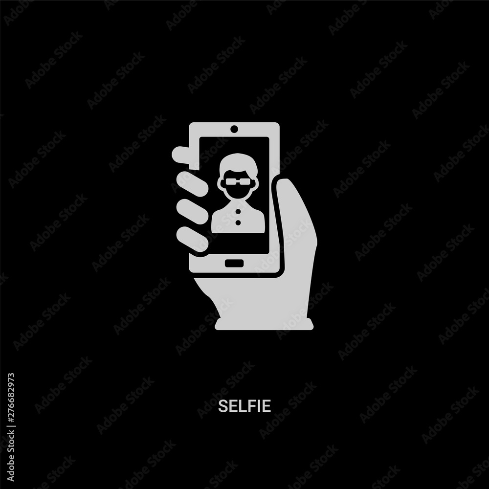 white selfie vector icon on black background. modern flat selfie from  blogger and influencer concept vector sign symbol can be use for web,  mobile and logo. Stock Vector | Adobe Stock