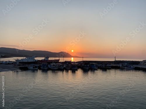 sunset at the sea hourbor Latchi Cyprus