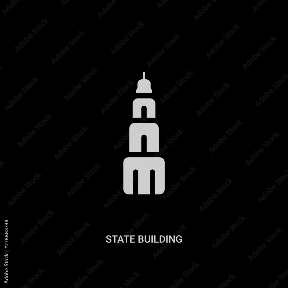 white state building vector icon on black background. modern flat state building from buildings concept vector sign symbol can be use for web, mobile and logo.