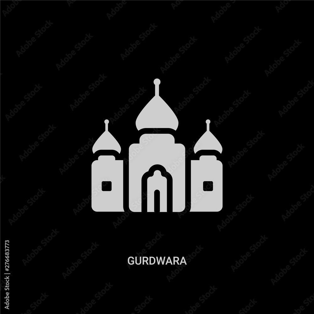 white gurdwara vector icon on black background. modern flat gurdwara from buildings concept vector sign symbol can be use for web, mobile and logo.
