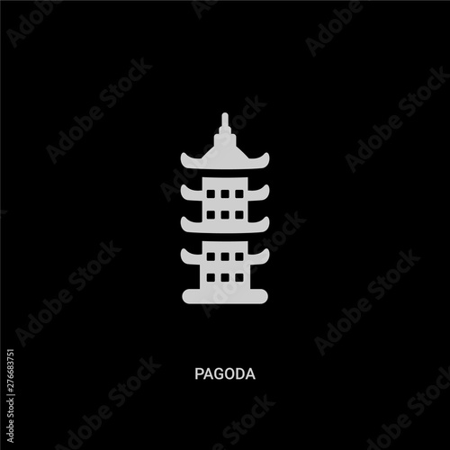 white pagoda vector icon on black background. modern flat pagoda from buildings concept vector sign symbol can be use for web, mobile and logo.
