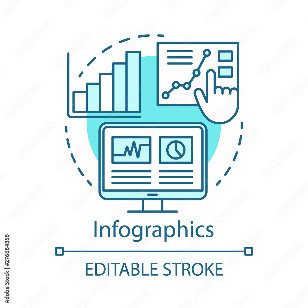 Infographics turquoise concept icon. Channel for SEO idea thin line ...