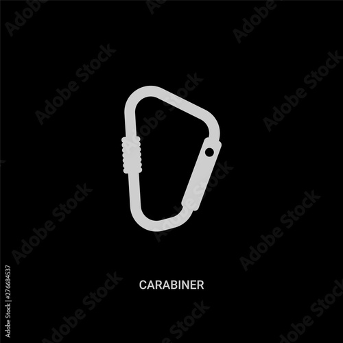 white carabiner vector icon on black background. modern flat carabiner from camping concept vector sign symbol can be use for web, mobile and logo.