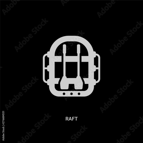 white raft vector icon on black background. modern flat raft from camping concept vector sign symbol can be use for web, mobile and logo.