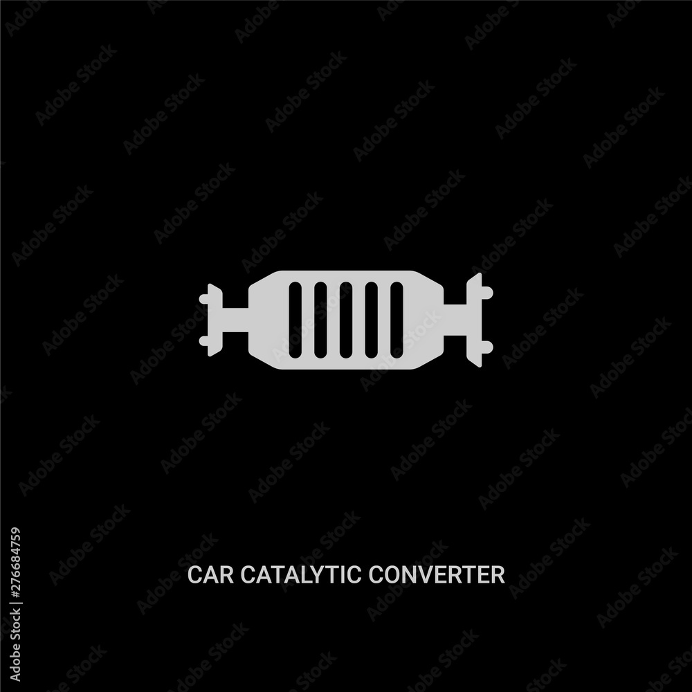 white car catalytic converter vector icon on black background. modern flat car catalytic converter from car parts concept vector sign symbol can be use for web, mobile and logo. white car catalytic converter vector icon on black background. modern flat car catalytic converter from car parts concept vector sign symbol can be use for web, mobile and logo.