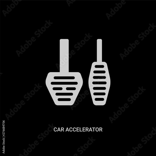 white car accelerator vector icon on black background. modern flat car accelerator from car parts concept vector sign symbol can be use for web, mobile and logo.