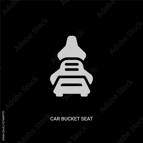 white car bucket seat vector icon on black background. modern flat car bucket seat from car parts concept vector sign symbol can be use for web, mobile and logo.