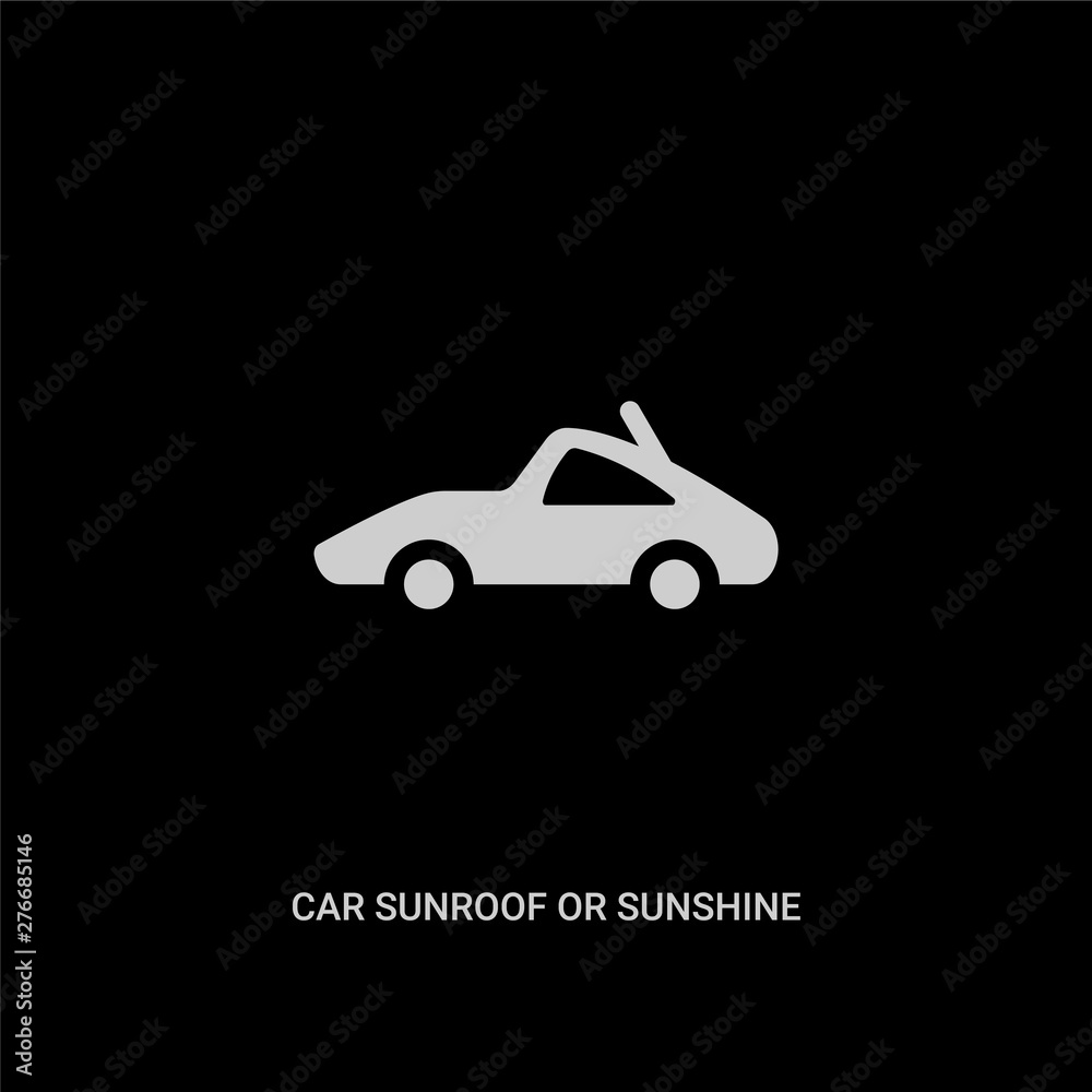 white car sunroof or sunshine roof vector icon on black background. modern flat car sunroof or sunshine roof from car parts concept vector sign symbol can be use for web, mobile and logo.