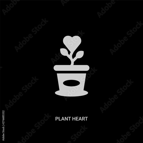 white plant heart vector icon on black background. modern flat plant heart from charity concept vector sign symbol can be use for web  mobile and logo.