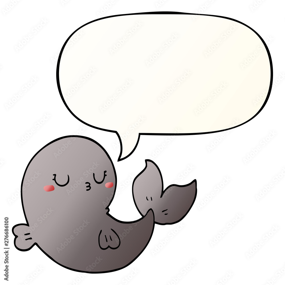 cute cartoon whale and speech bubble in smooth gradient style cute cartoon whale and speech bubble in smooth gradient style